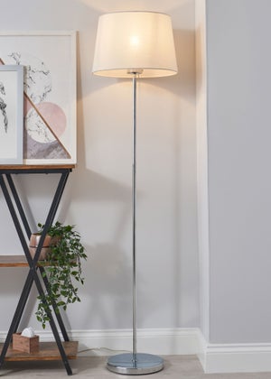 BHS Mira Touch Floor Lamp Chrome & Natural (155cm x 38cm)