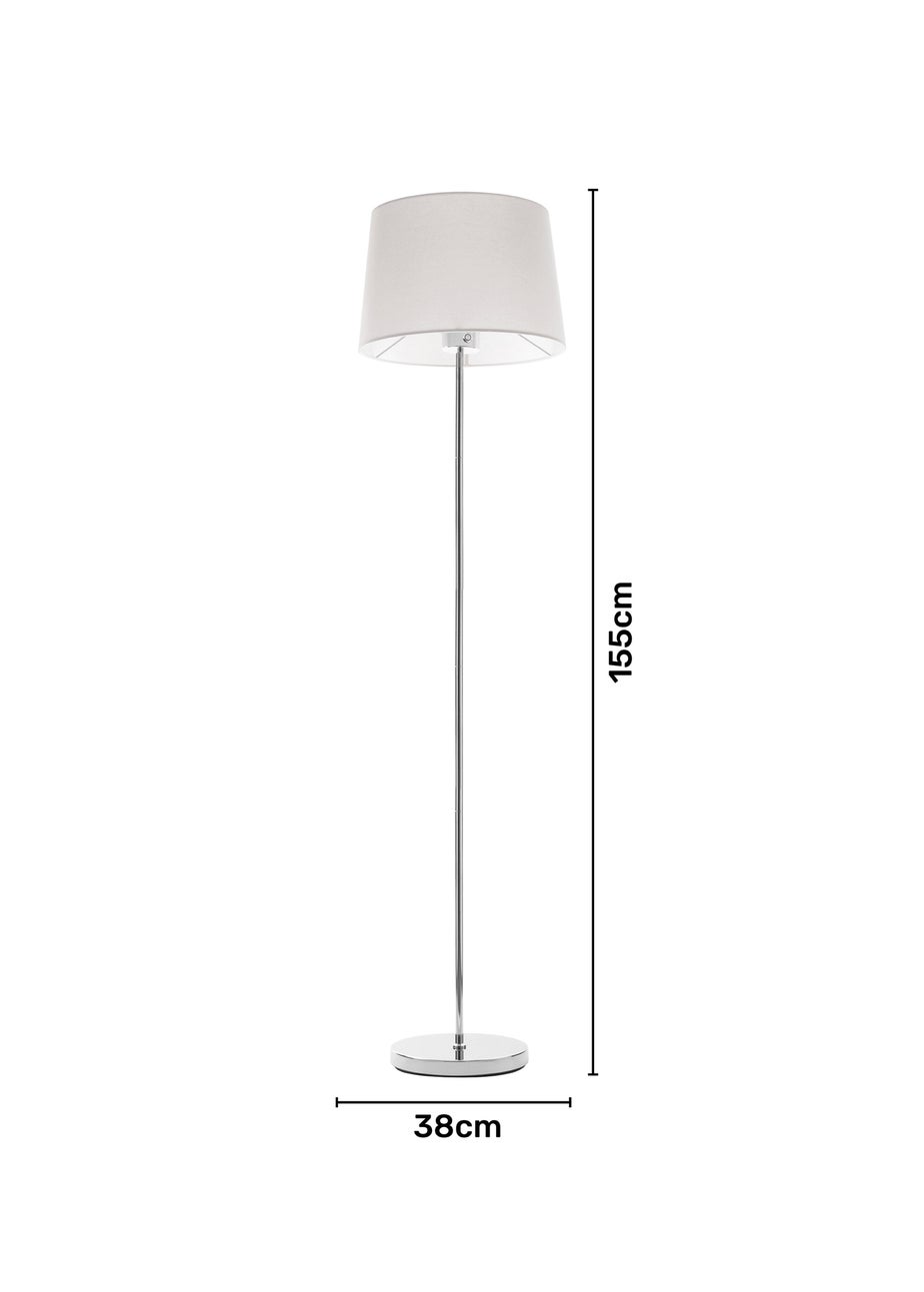 BHS Mira Touch Floor Lamp Chrome & Natural (155cm x 38cm)