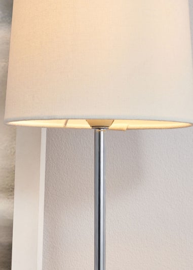BHS Mira Touch Table Lamp Chrome & Natural (40cm x 15cm)