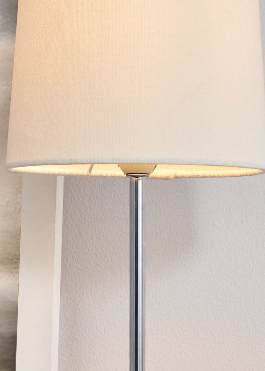 BHS Mira Touch Table Lamp Chrome & Natural (40cm x 15cm)