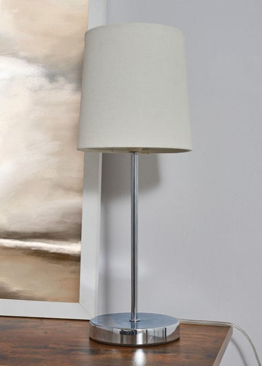 BHS Mira Touch Table Lamp Chrome & Natural (40cm x 15cm)