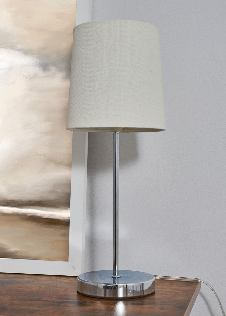 BHS Mira Touch Table Lamp Chrome & Natural (40cm x 15cm)