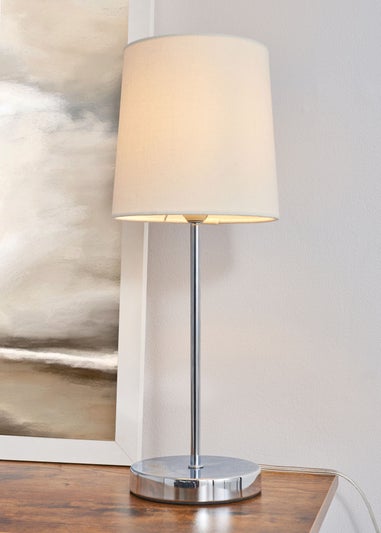 BHS Mira Touch Table Lamp Chrome & Natural (40cm x 15cm)