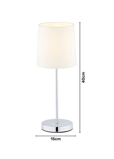 BHS Mira Touch Table Lamp Chrome & Natural (40cm x 15cm)