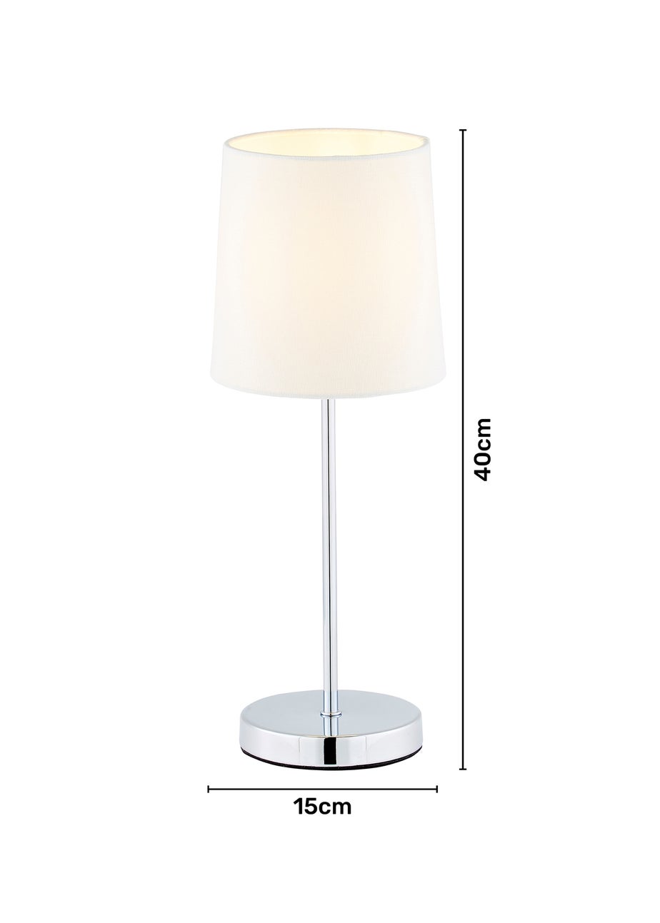 BHS Mira Touch Table Lamp Chrome & Natural (40cm x 15cm)