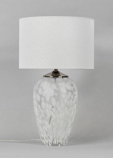BHS Flakestone Glass Table Lamp Nickel (53cm x 30cm)
