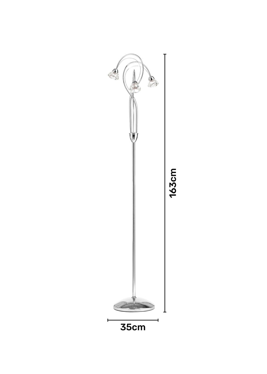 BHS Marianne Floor Lamp 3 Light Chrome (163cm x 35cm)
