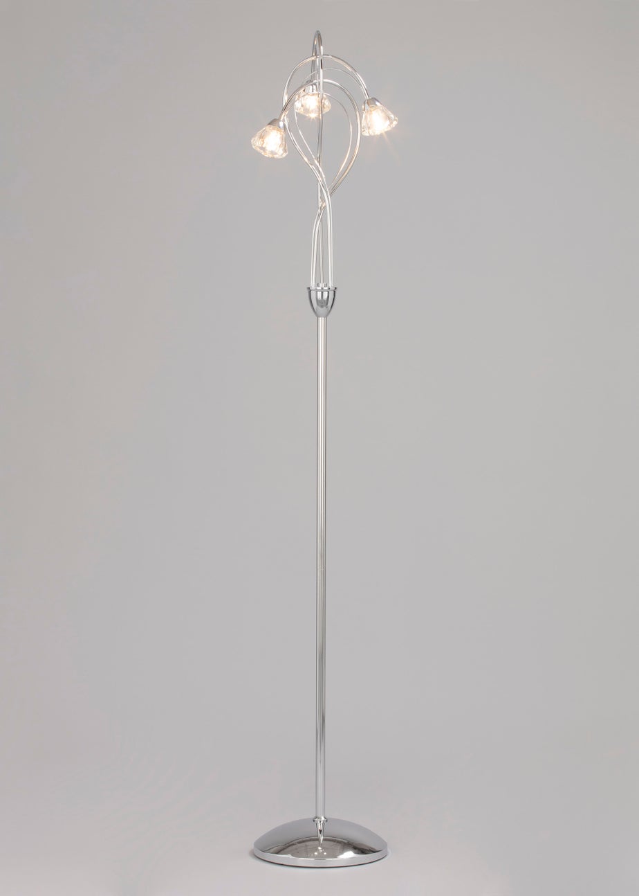 BHS Marianne Floor Lamp 3 Light Chrome (163cm x 35cm)