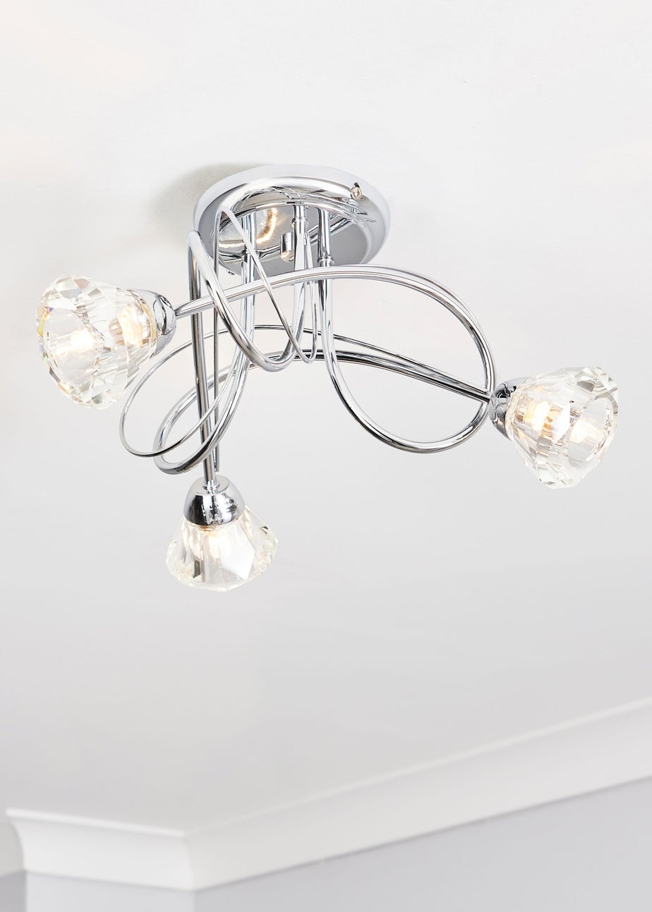 BHS Marianne Flush Ceiling 3 Light Chrome (18cm x 40cm)