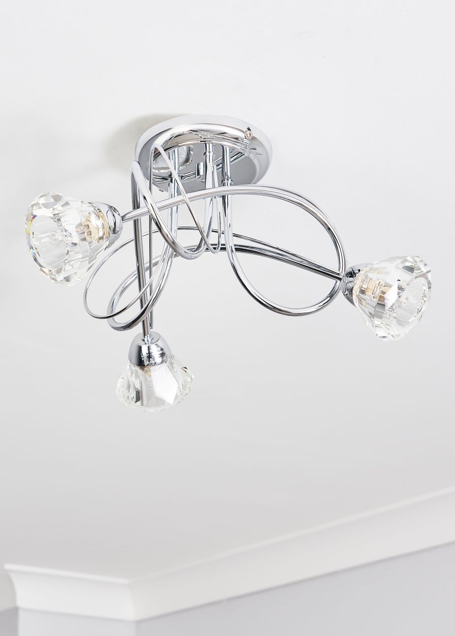 BHS Marianne Flush Ceiling 3 Light Chrome (18cm x 40cm)
