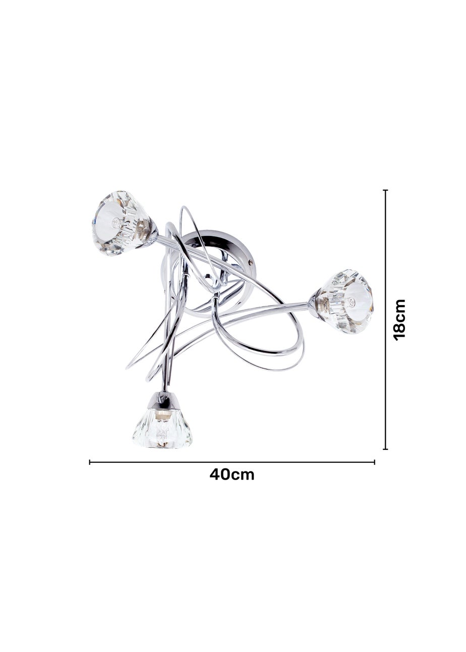 BHS Marianne Flush Ceiling 3 Light Chrome (18cm x 40cm)
