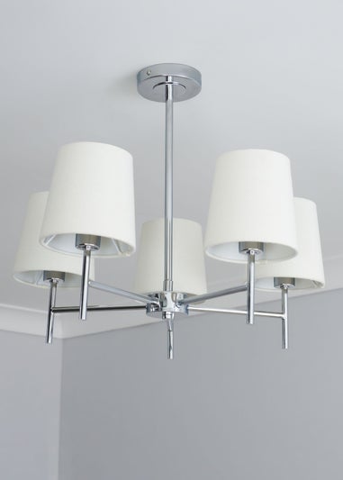 BHS Mira Semi Flush Ceiling 5 Light Chrome & Natural (40cm x 47cm)