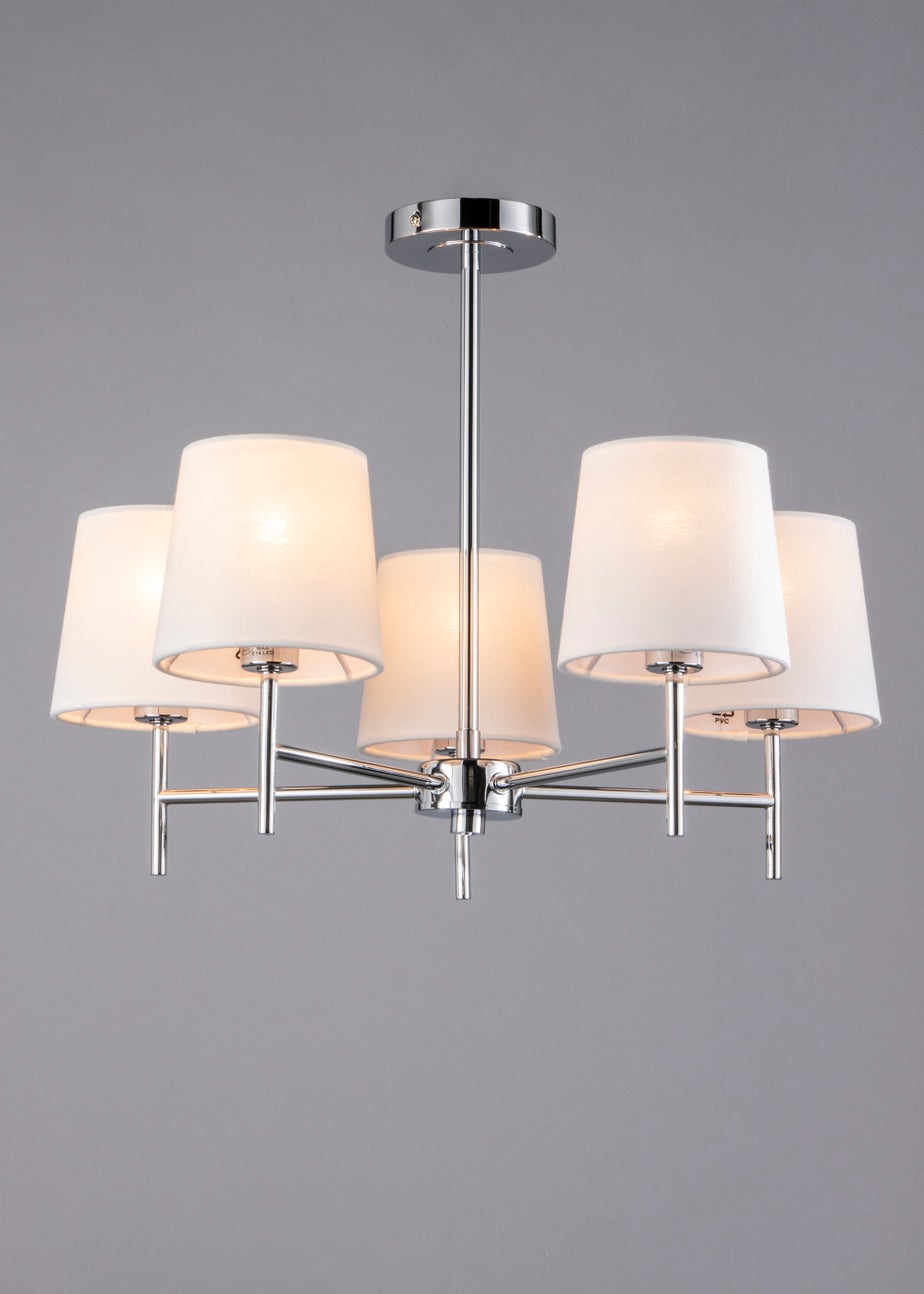 BHS Mira Semi Flush Ceiling 5 Light Chrome & Natural (40cm x 47cm)