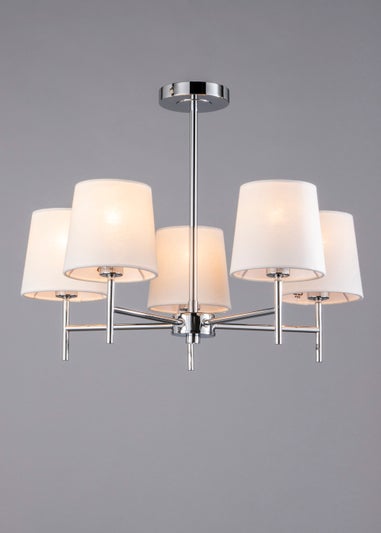 BHS Mira Semi Flush Ceiling 5 Light Chrome & Natural (40cm x 47cm)