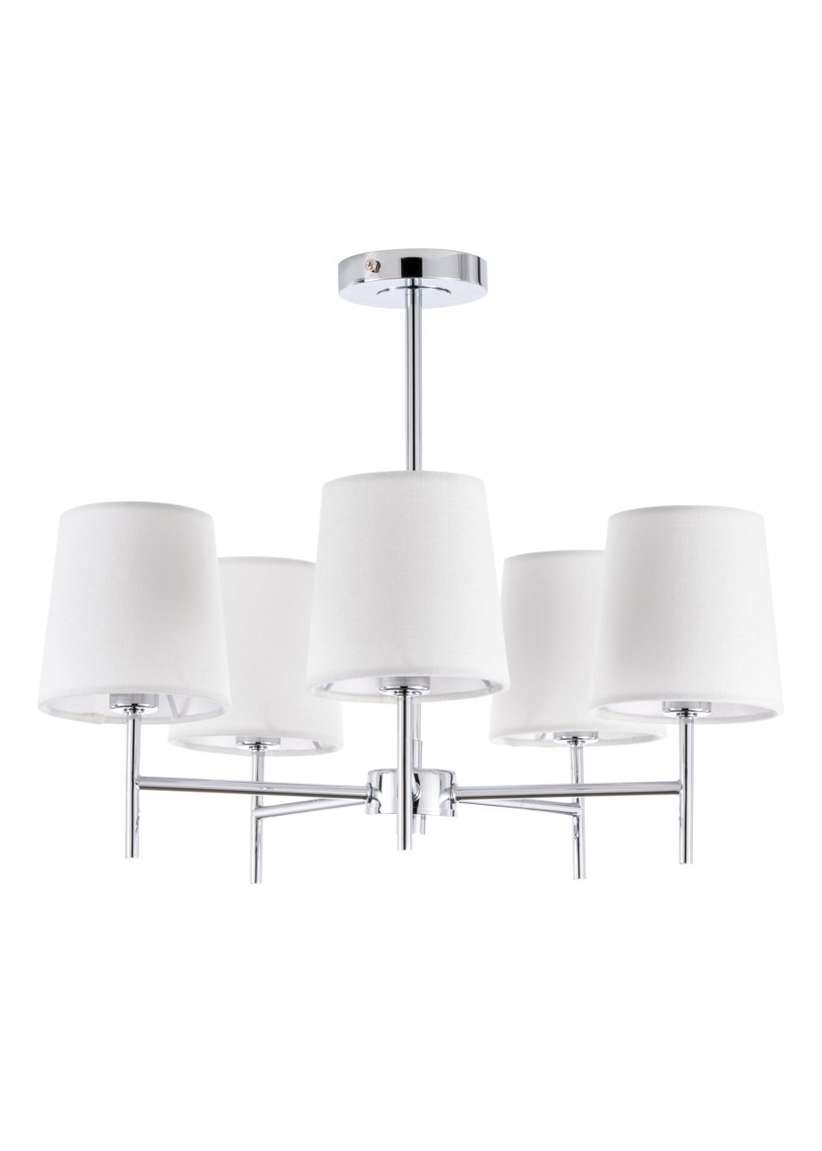 BHS Mira Semi Flush Ceiling 5 Light Chrome & Natural (40cm x 47cm)