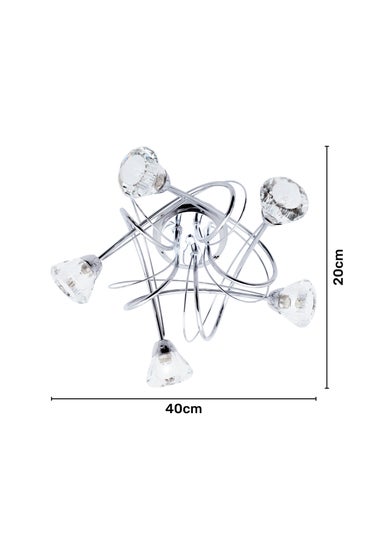 BHS Marianne Flush Ceiling 5 Light Chrome (20cm x 40cm)