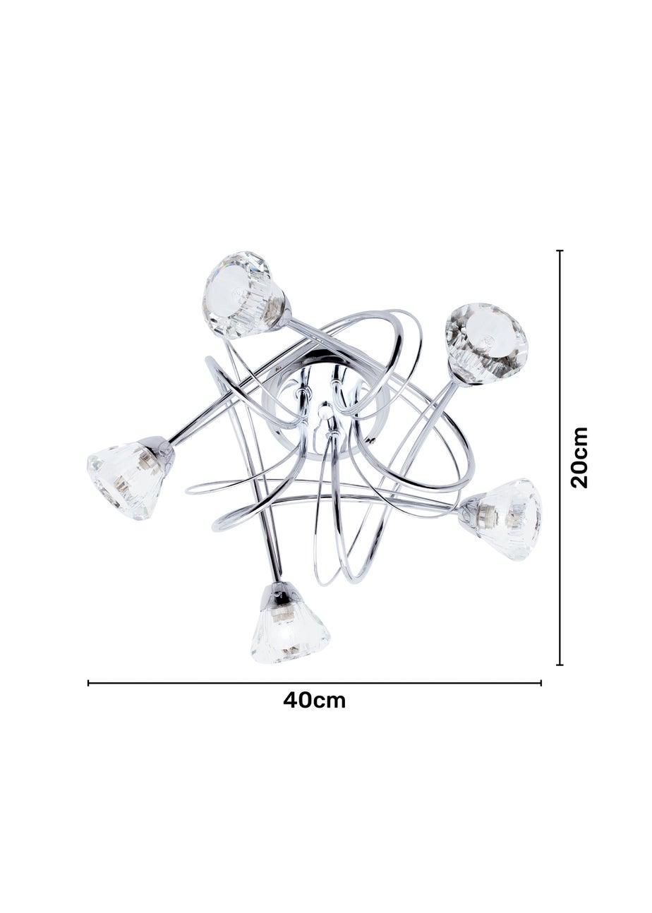 BHS Marianne Flush Ceiling 5 Light Chrome (20cm x 40cm)