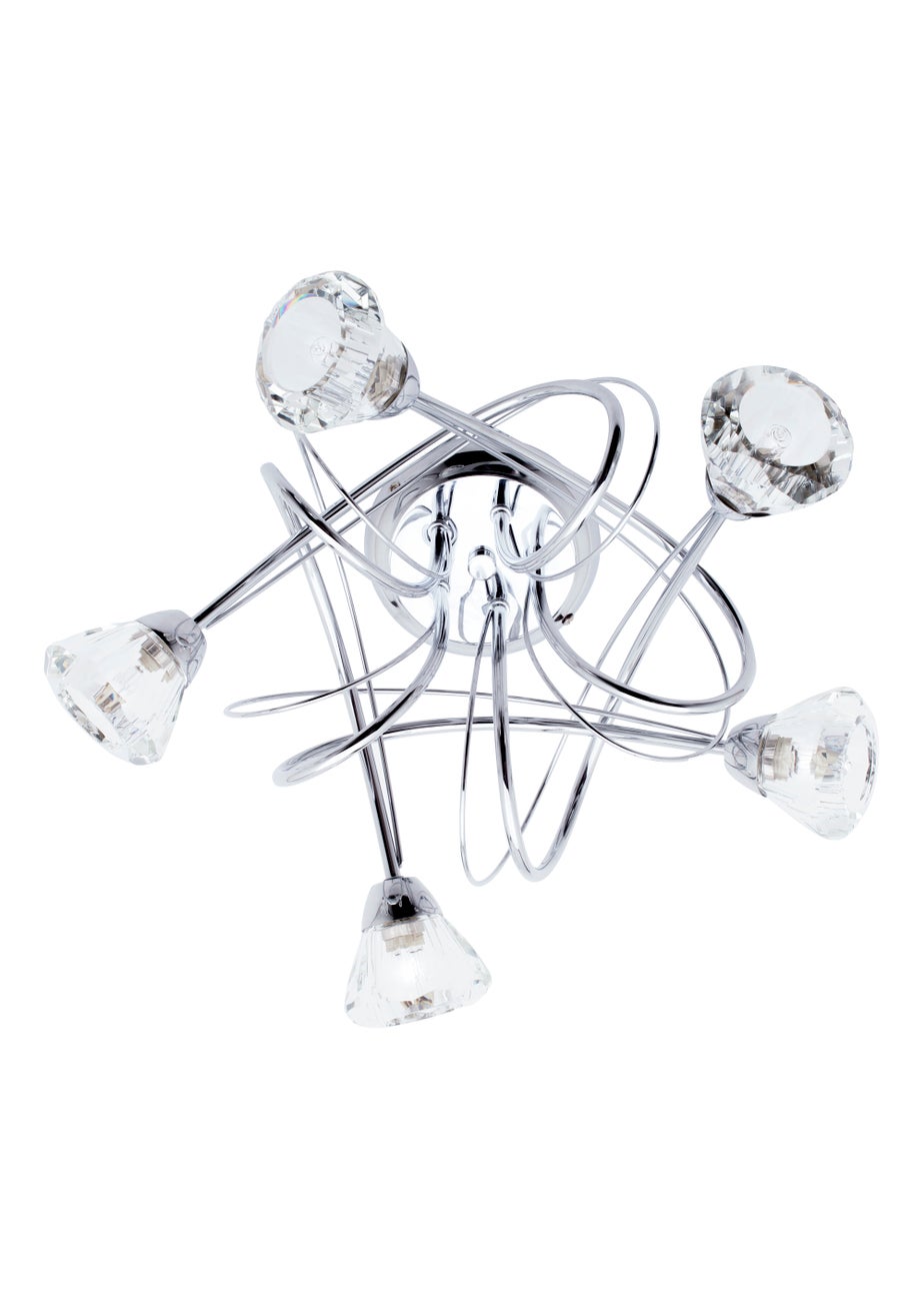 BHS Marianne Flush Ceiling 5 Light Chrome (20cm x 40cm)