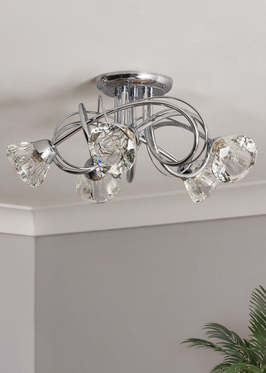 BHS Marianne Flush Ceiling 5 Light Chrome (20cm x 40cm)
