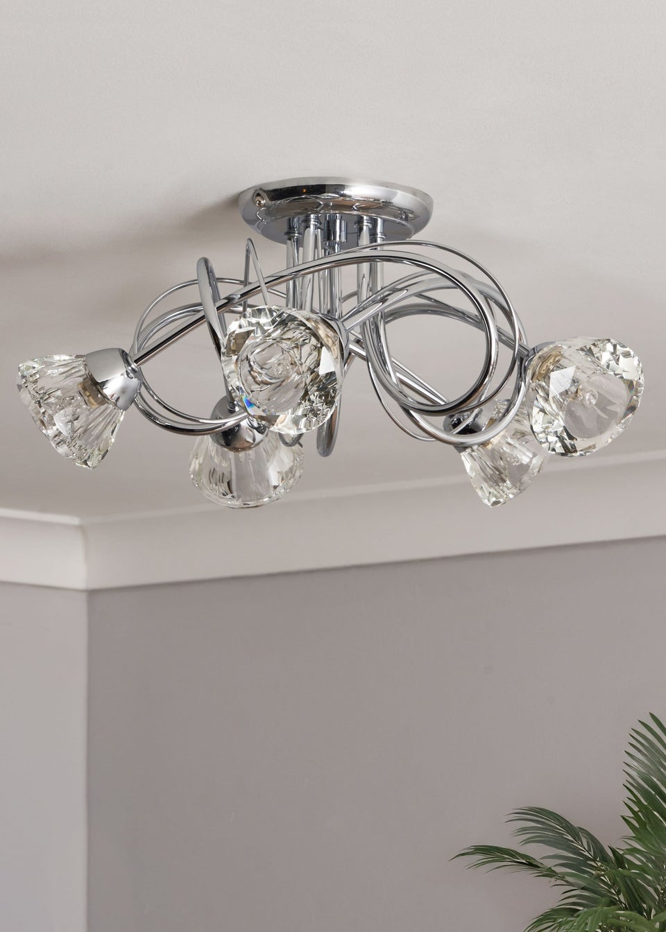 BHS Marianne Flush Ceiling 5 Light Chrome (20cm x 40cm)