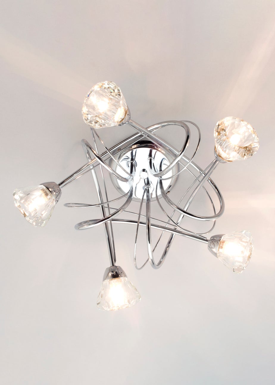 BHS Marianne Flush Ceiling 5 Light Chrome (20cm x 40cm)