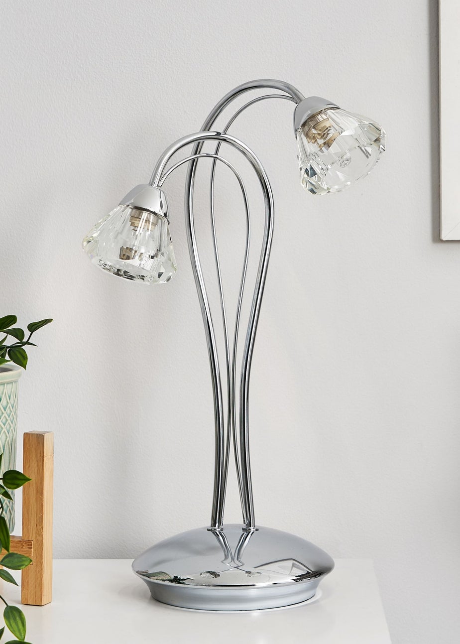 BHS Marianne Table Lamp 2 Light Chrome (38cm x 21cm)
