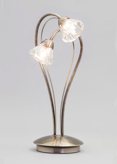 BHS Marianne Table Lamp 2 Light Antique Brass (38cm x 21cm)