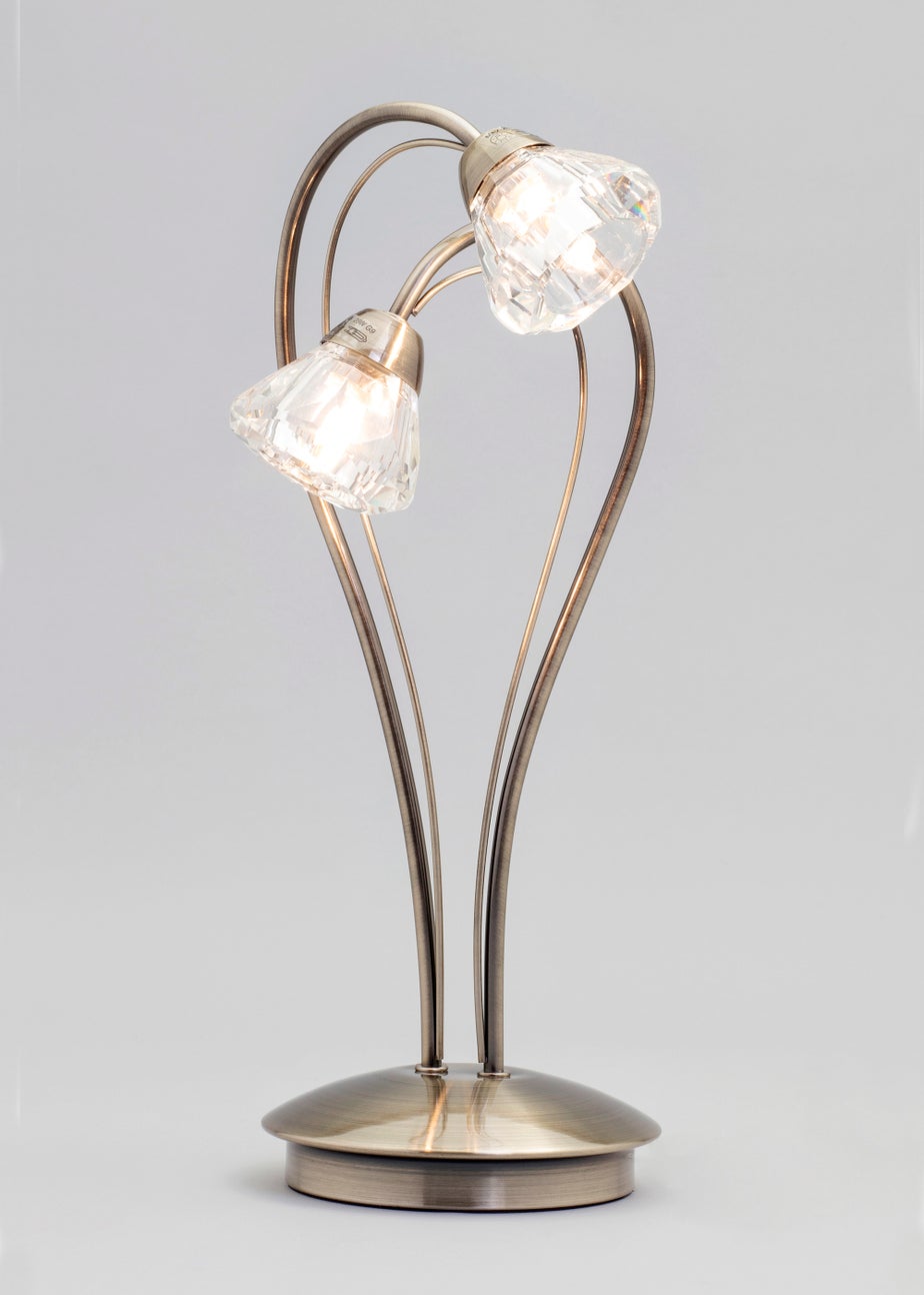 BHS Marianne Table Lamp 2 Light Antique Brass (38cm x 21cm)