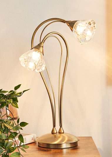 BHS Marianne Table Lamp 2 Light Antique Brass (38cm x 21cm)
