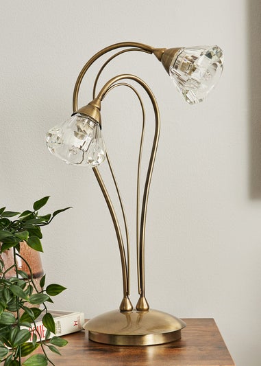 BHS Marianne Table Lamp 2 Light Antique Brass (38cm x 21cm)