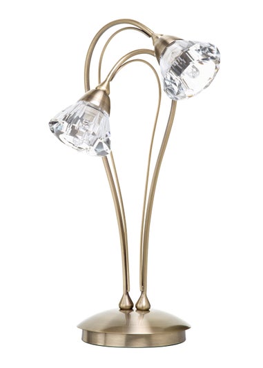BHS Marianne Table Lamp 2 Light Antique Brass (38cm x 21cm)