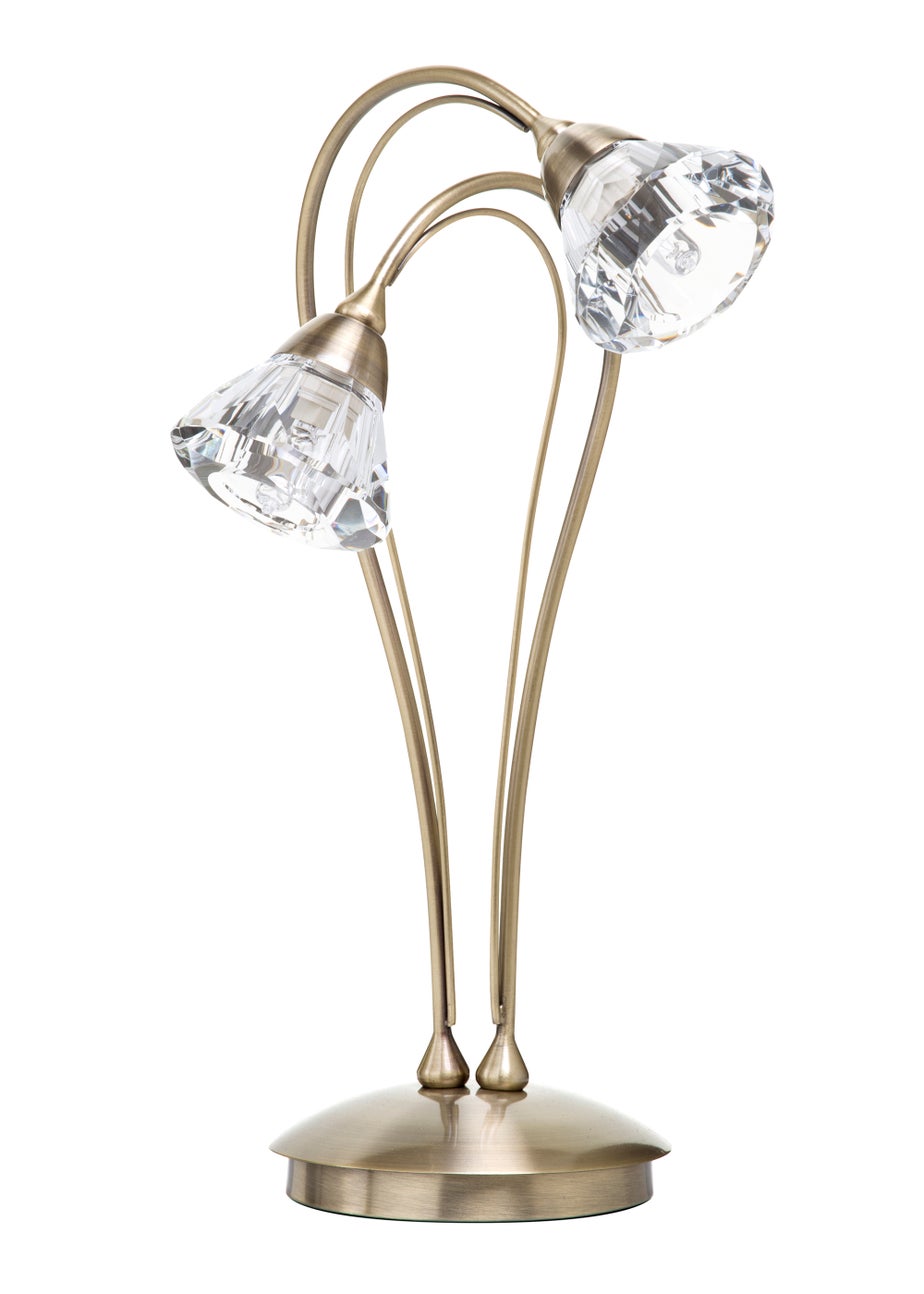 BHS Marianne Table Lamp 2 Light Antique Brass (38cm x 21cm)