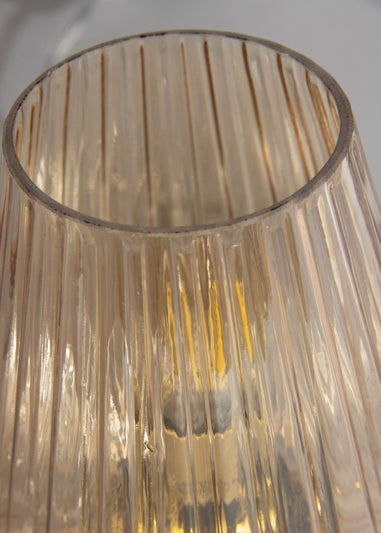BHS Poplar Ribbed Glass Vessel Table Lamp Gold & Champagne (20cm x 15cm)