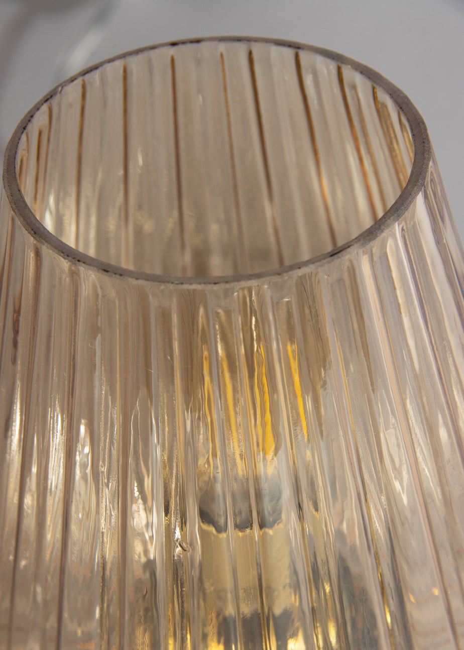 BHS Poplar Ribbed Glass Vessel Table Lamp Gold & Champagne (20cm x 15cm)