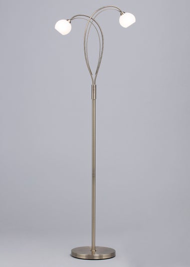 BHS Soni Floor Lamp 2 Light Antique Brass (149cm x 45cm)