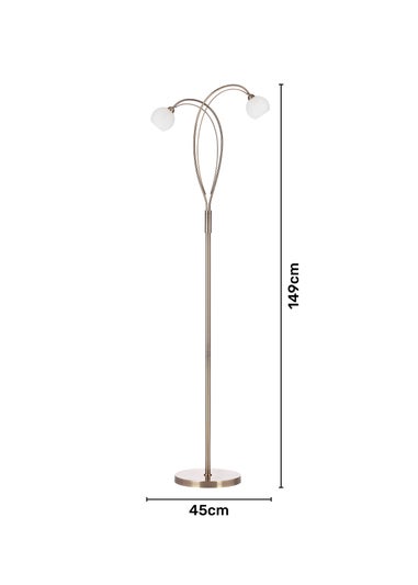 BHS Soni Floor Lamp 2 Light Antique Brass (149cm x 45cm)