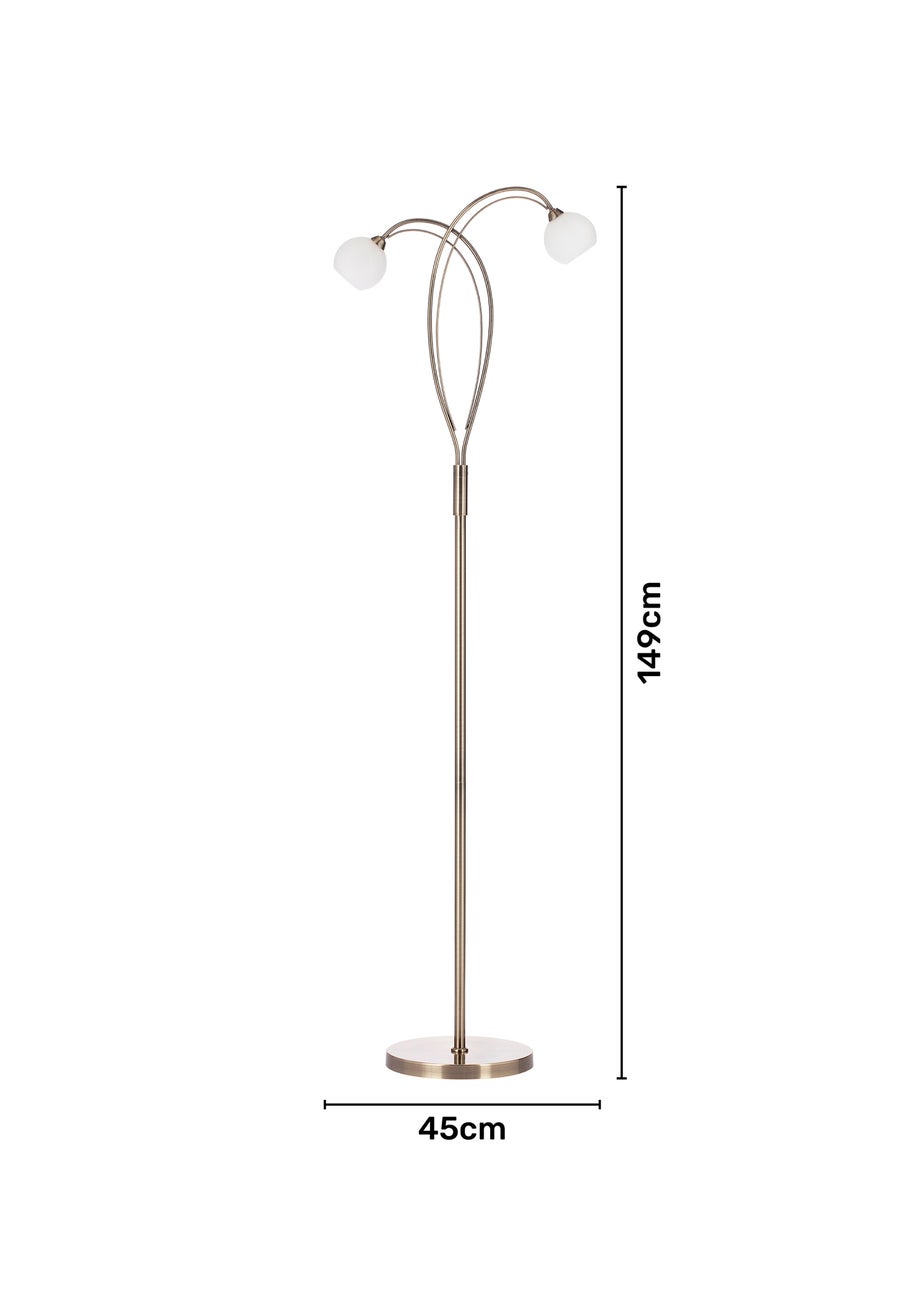 BHS Soni Floor Lamp 2 Light Antique Brass (149cm x 45cm)