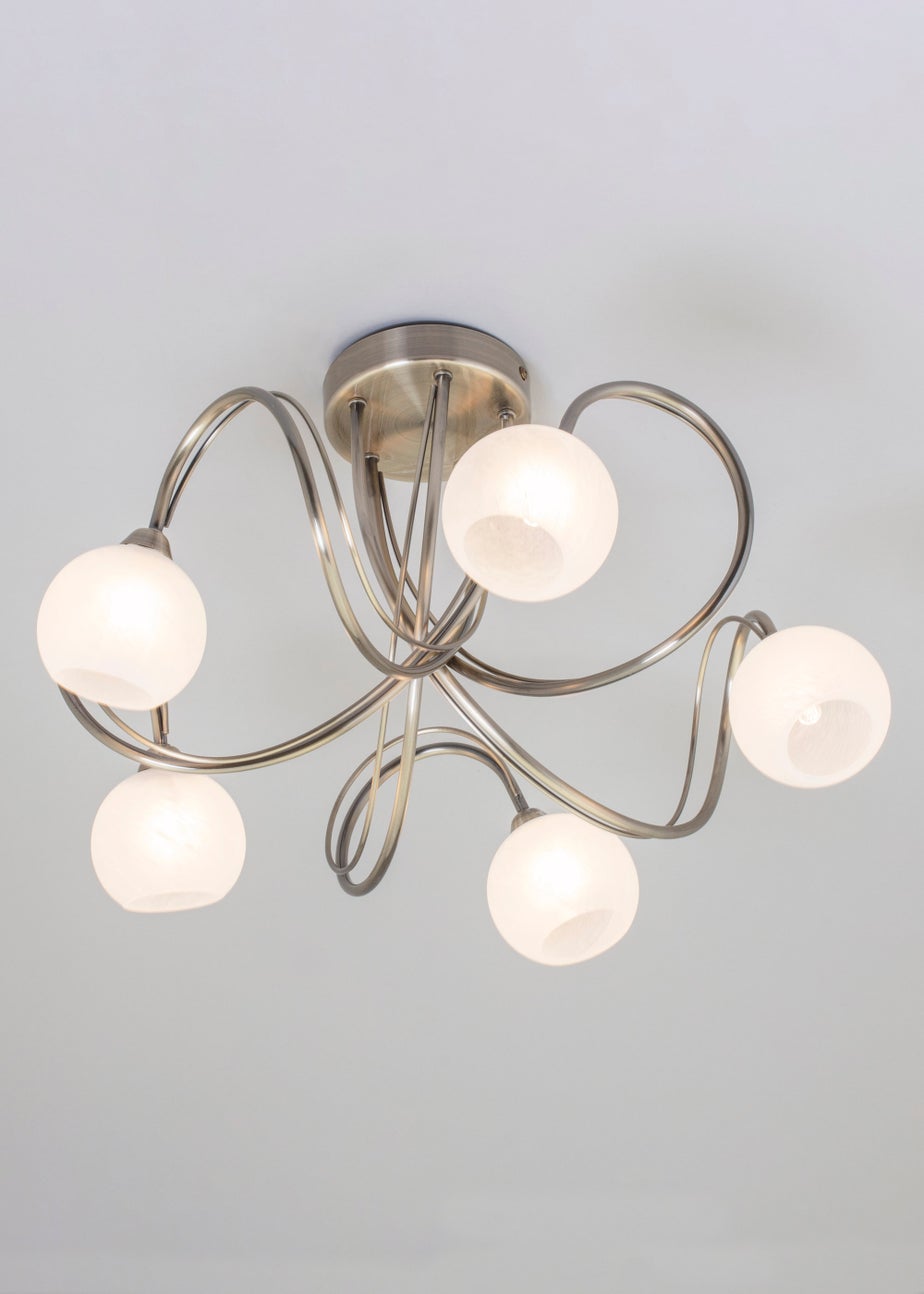 BHS Soni Flush Ceiling 5 Light Antique Brass (28cm x 46cm)