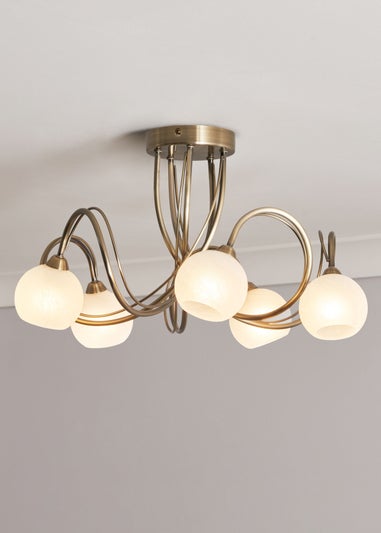BHS Soni Flush Ceiling 5 Light Antique Brass (28cm x 46cm)