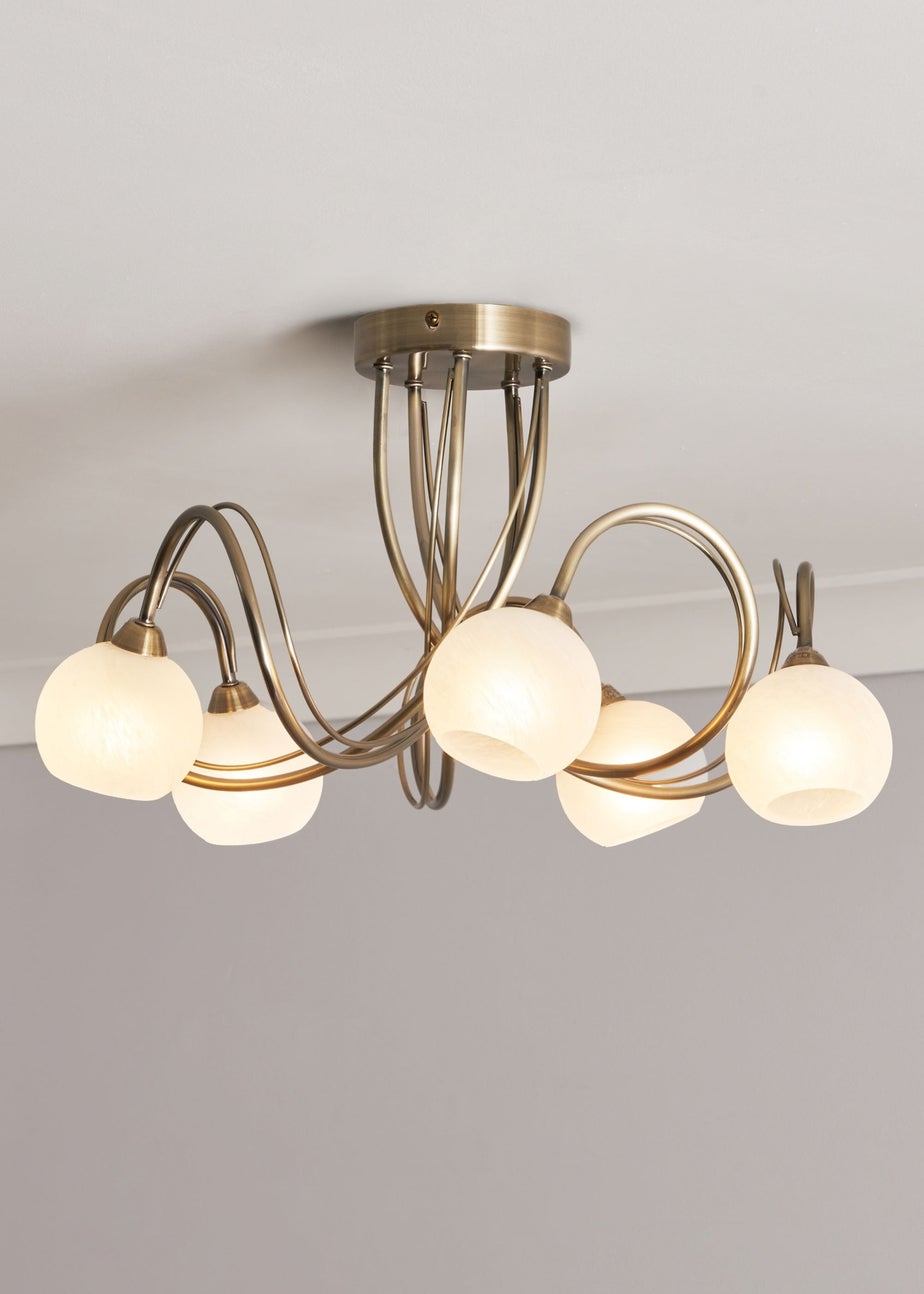BHS Soni Flush Ceiling 5 Light Antique Brass (28cm x 46cm)