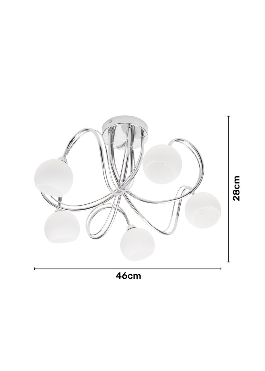 BHS Soni Flush Ceiling 5 Light Chrome (28cm x 46cm)