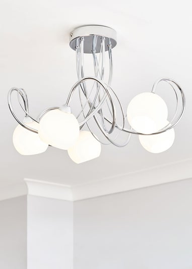 BHS Soni Flush Ceiling 5 Light Chrome (28cm x 46cm)