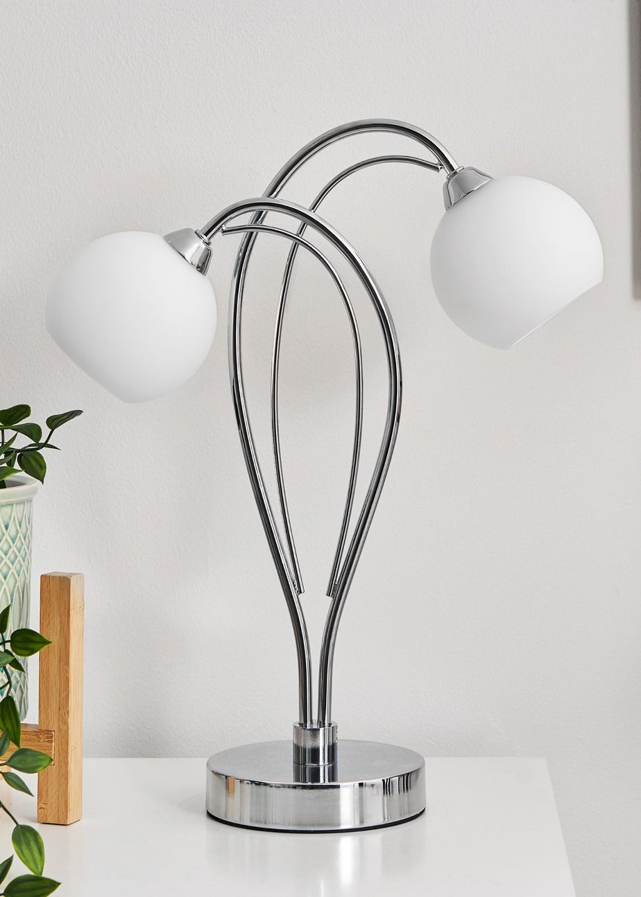 BHS Soni Table Lamp 2 Light Chrome (38cm x 31cm)