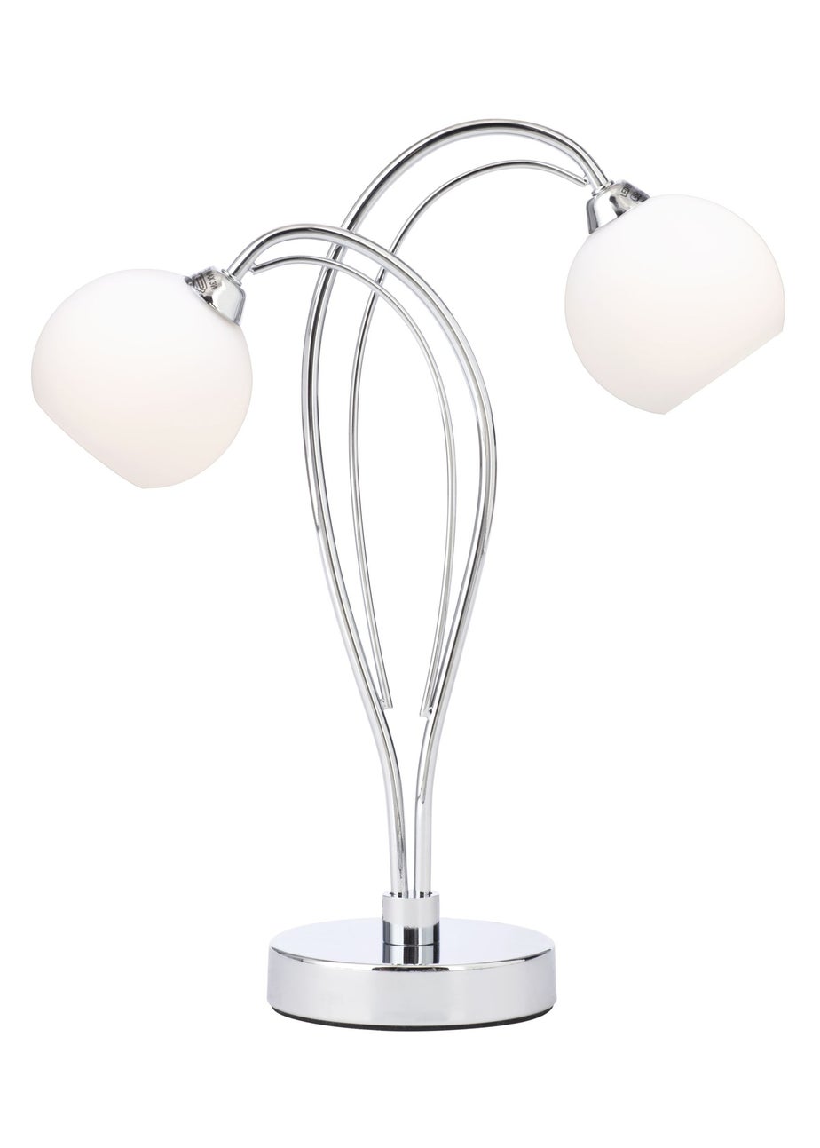 BHS Soni Table Lamp 2 Light Chrome (38cm x 31cm)