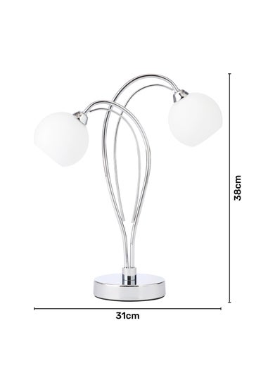 BHS Soni Table Lamp 2 Light Chrome (38cm x 31cm)