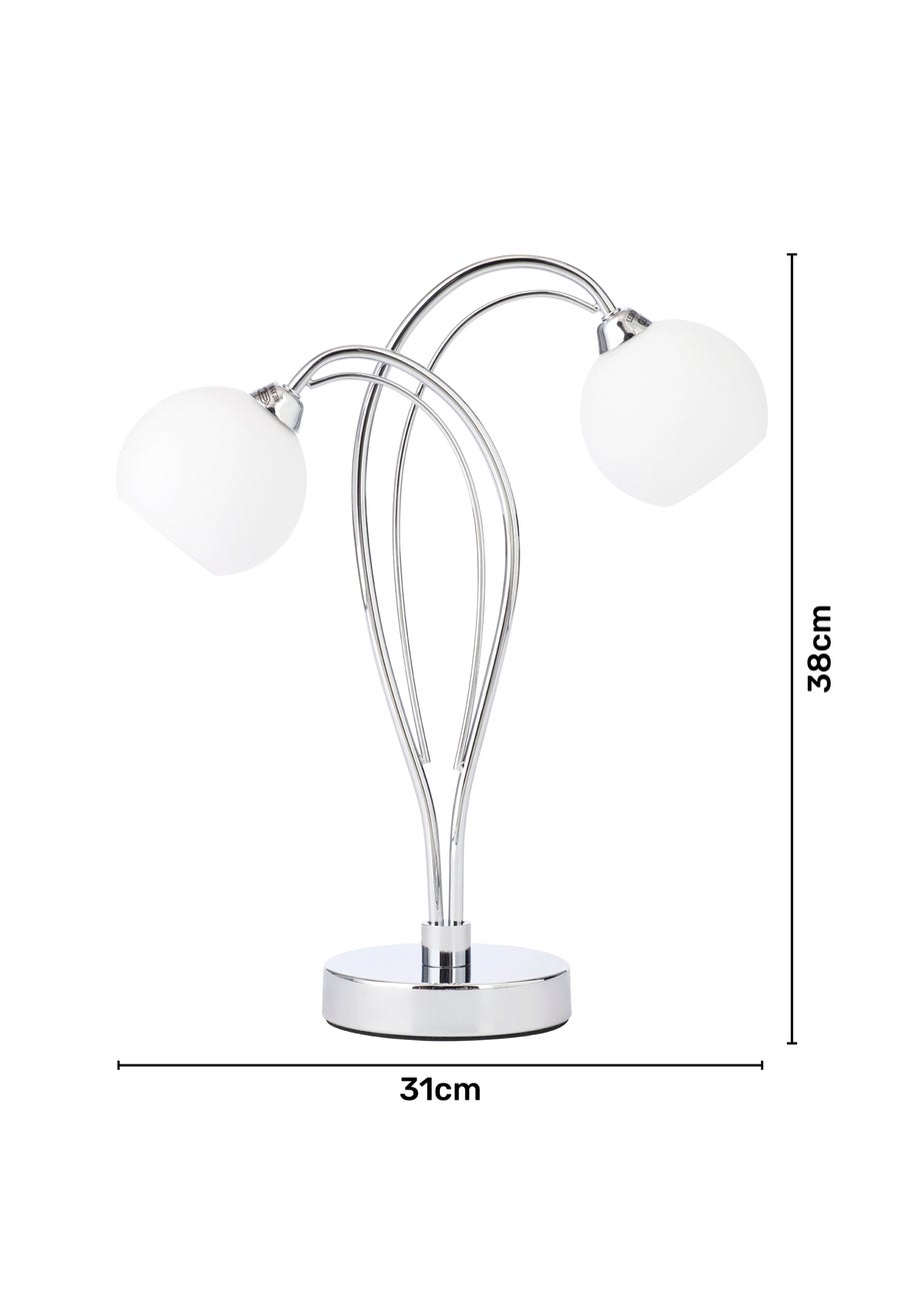 BHS Soni Table Lamp 2 Light Chrome (38cm x 31cm)
