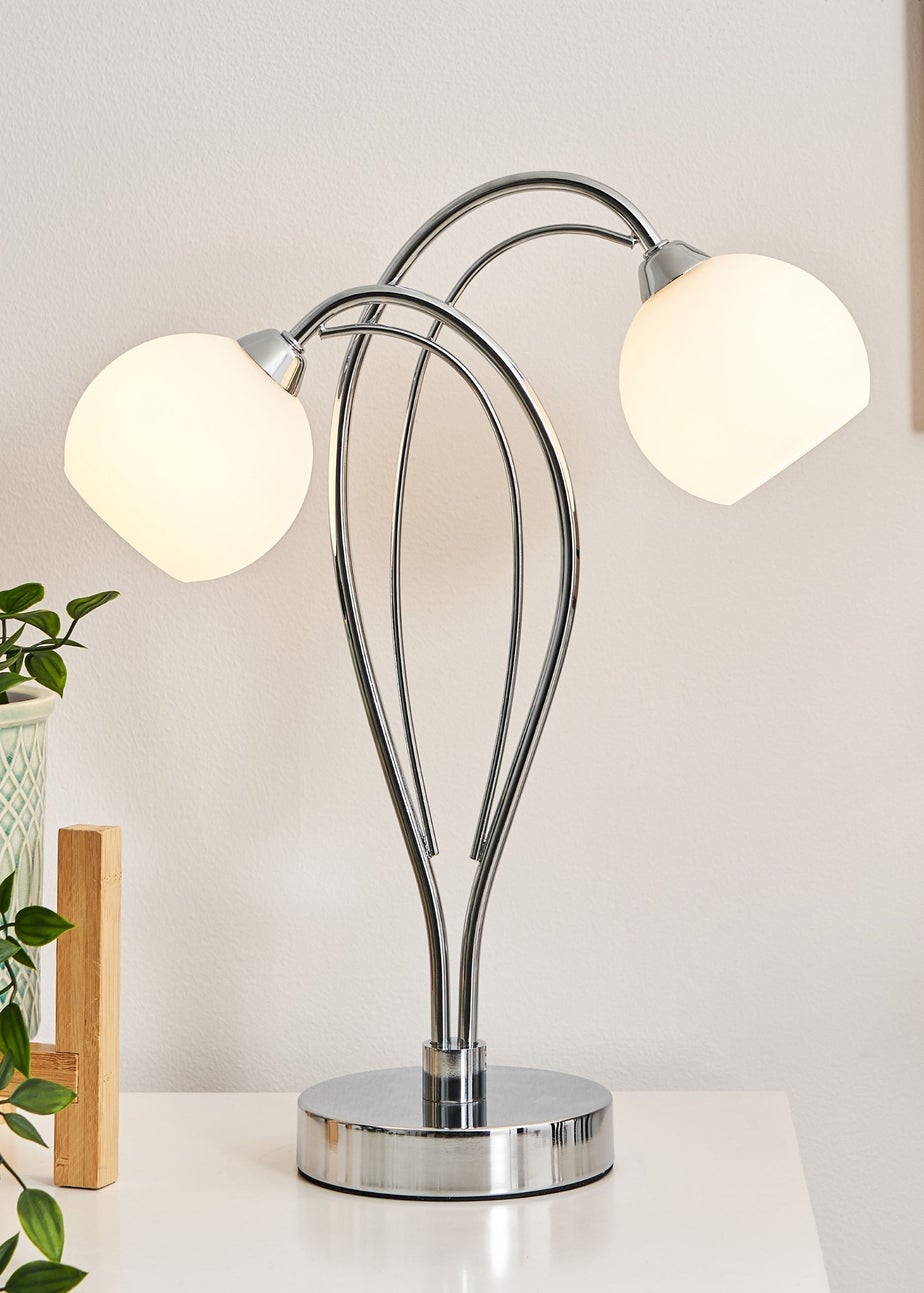 BHS Soni Table Lamp 2 Light Chrome (38cm x 31cm)