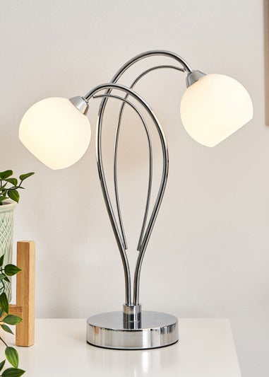 BHS Soni Table Lamp 2 Light Chrome (38cm x 31cm)