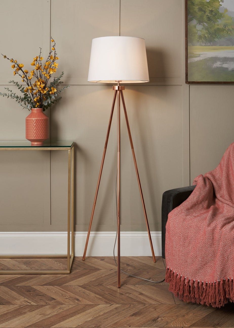 BHS Tristan Tripod Floor Lamp Copper (150cm x 55cm)