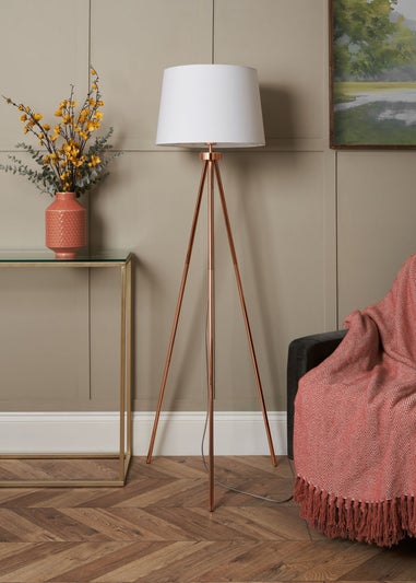 BHS Tristan Tripod Floor Lamp Copper (150cm x 55cm)
